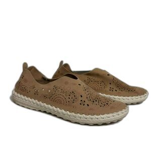 Bernie Mev. Shoes Women's 38 / 8 Tan White Eyelet Slip On Comfort Leather Eyelet